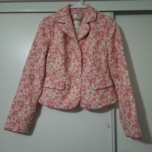 Ann Taylor Lof Beautiful Floral Pink and Ivory Blazer Jacket Size 4